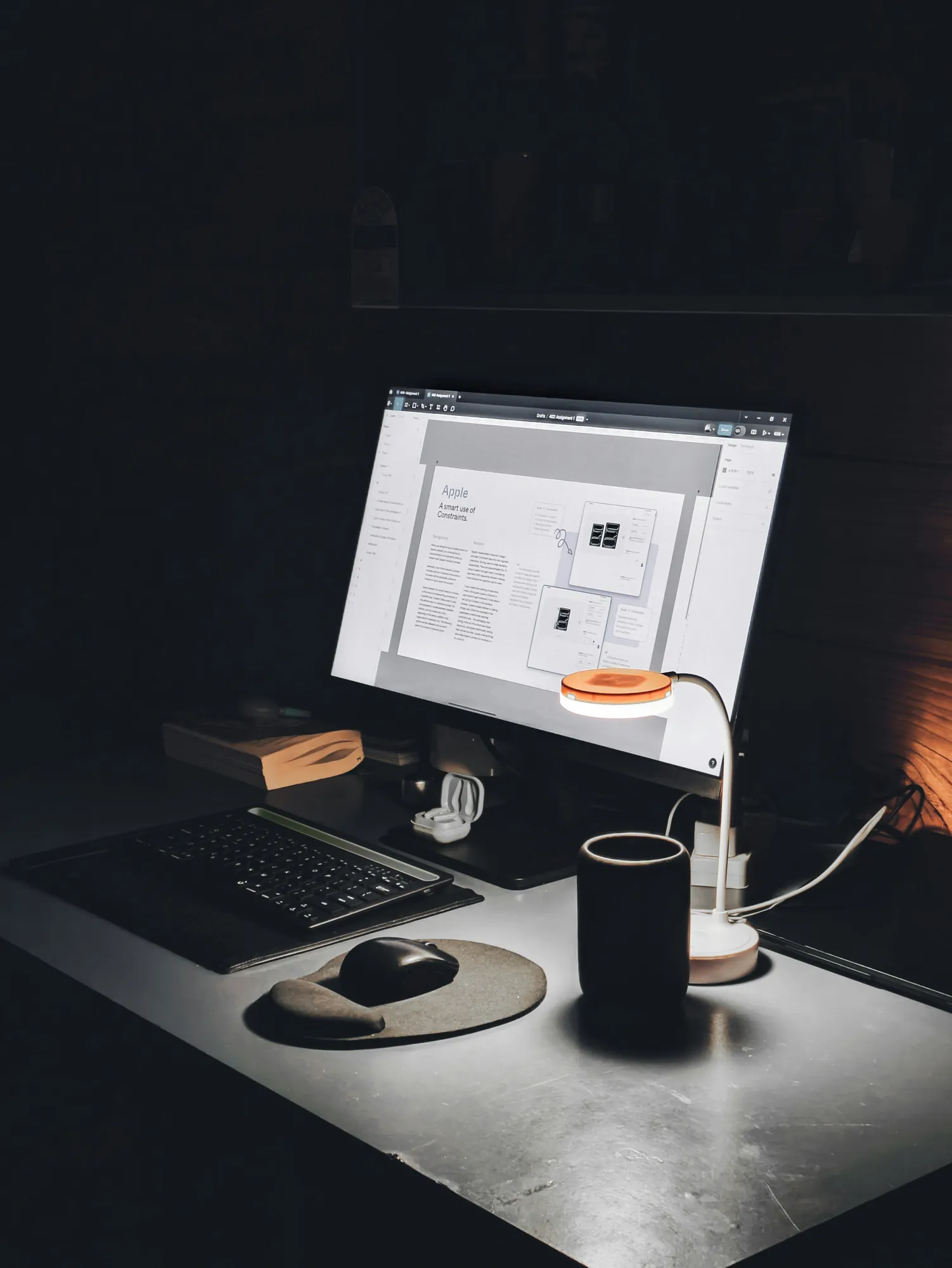 Desk setup with Figma open on the monitor